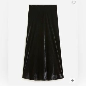 J Crew 🖤 Gwyneth Black Crushed Velvet 90s Midi Slip Skirt NWT